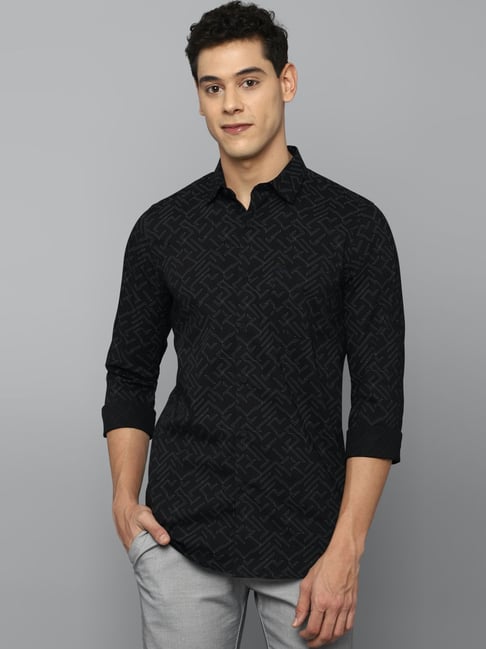 Buy Allen Solly Black Cotton Slim Fit Printed Shirts for Mens Online @ Tata  CLiQ