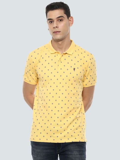 Buy Louis Philippe Jeans Yellow Cotton Slim Fit Printed Polo T-Shirt for  Mens Online @ Tata CLiQ