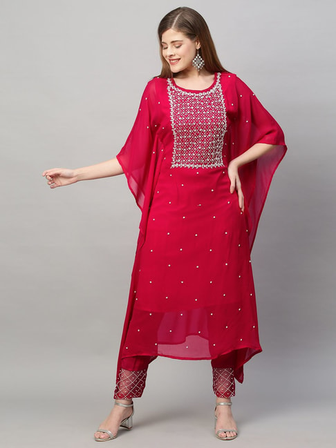 Fashor Pink Embellished Kaftan Pant Set Price in India