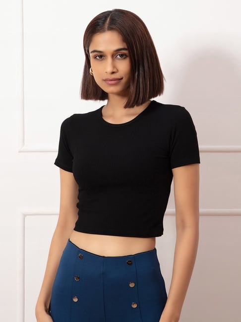 Twenty Dresses Black Crop Top Price in India