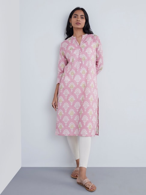 Utsa by Westside Pink Ikat-Printed Straight Kurta Price in India