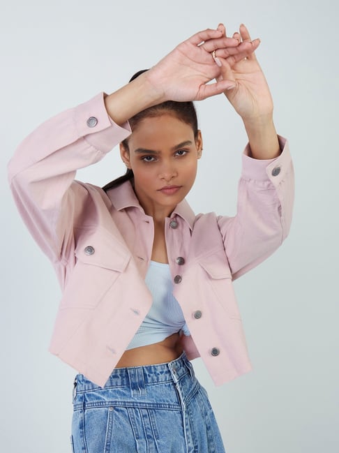 Dusty pink cropped discount jacket