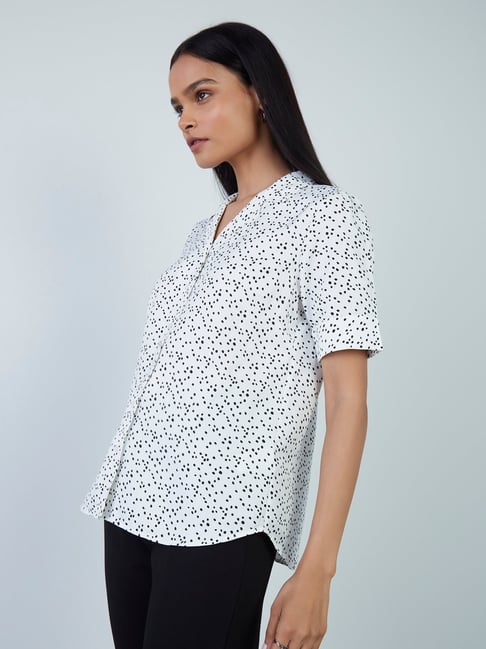 Wardrobe by Westside White Dot Printed Shirt Price in India