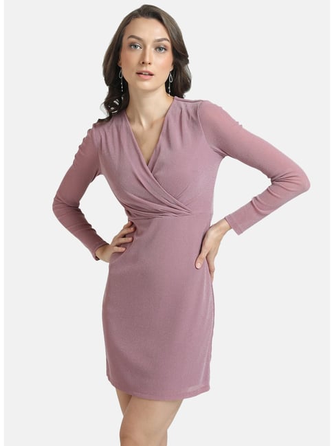 Kazo Mauve Mini Wrap Dress Price in India