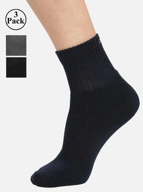 Jockey 7036 Multicoloured Terry Cotton Ankle Length Socks with Stay Fresh Treatment - Pack of 3