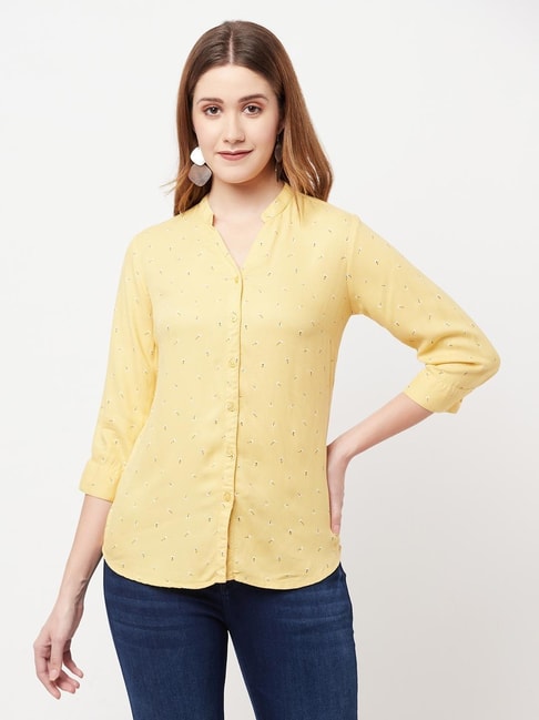 Crimsoune Club Yellow Floral Print Shirts Price in India