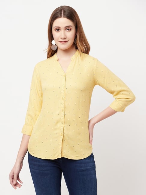 Crimsoune Club Yellow Floral Print Shirts Price in India