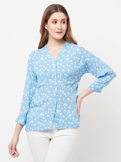 Crimsoune Club Blue Floral Print Shirts Price in India