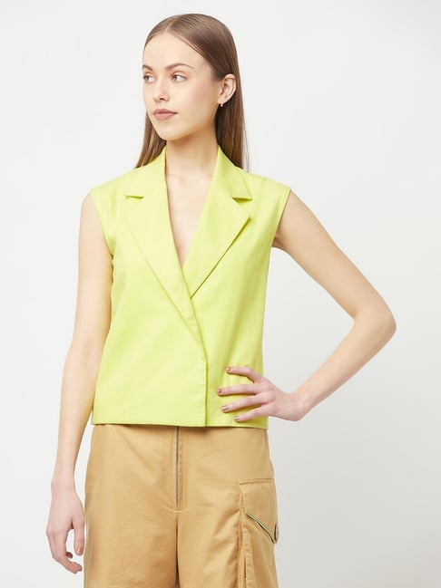 Crimsoune Club Lime Green Regular Fit Casual Blazers