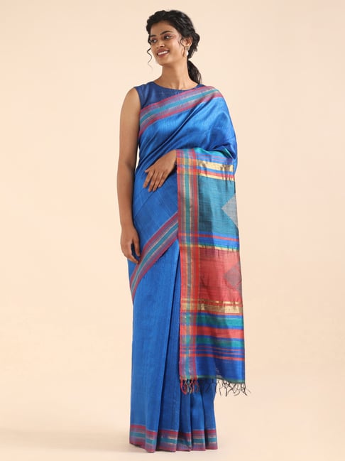 Taneira Blue Woven Bhagalpuri Saree With Unstitched Blouse Price in India