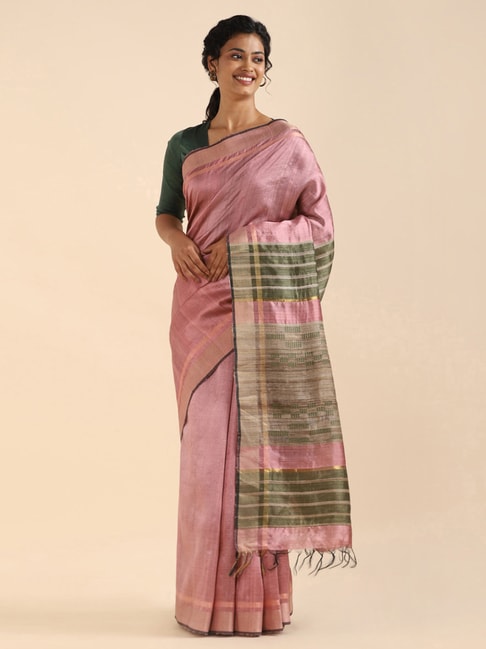 Taneira Pink Woven Bhagalpuri Saree With Unstitched Blouse Price in India