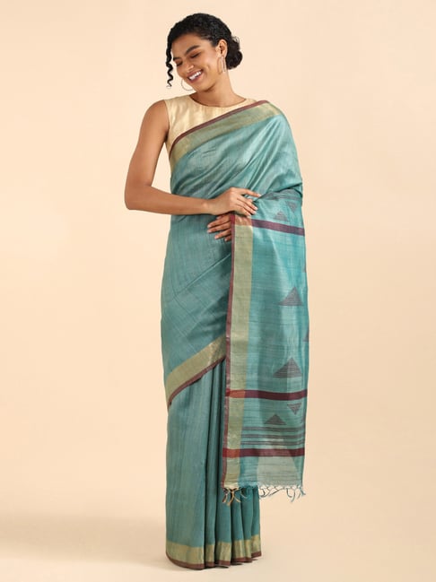 Taneira Green Woven Bhagalpuri Saree With Unstitched Blouse Price in India