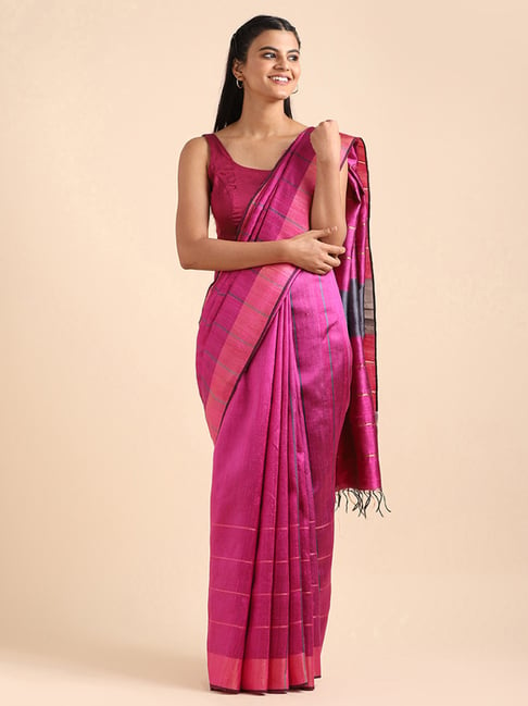 Taneira Pink Woven Bhagalpuri Saree With Unstitched Blouse Price in India