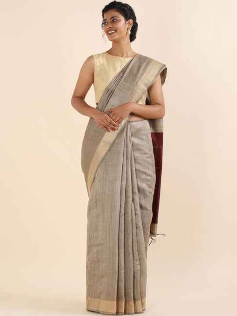 Taneira Beige Woven Bhagalpuri Saree With Unstitched Blouse Price in India