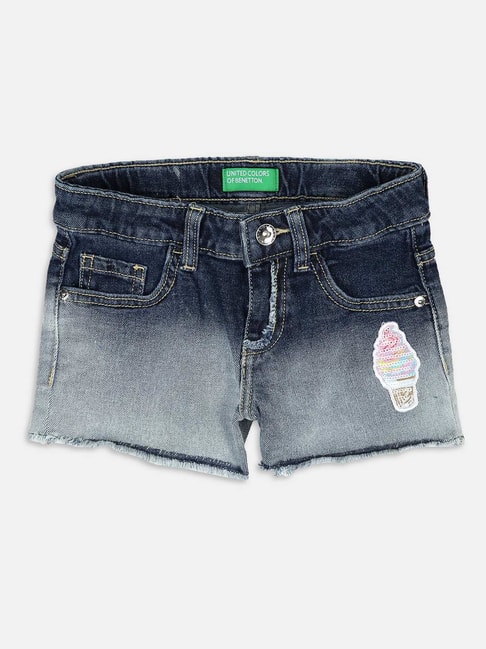 United Colors of Benetton Kids Blue Washed Shorts