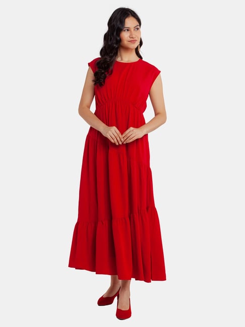Buy Aahwan Women Red Solid Fit And Flare Dress Online at Best Prices in  India - JioMart.