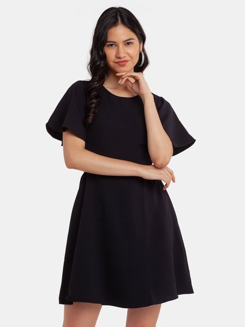 Casual black 2024 skater dress