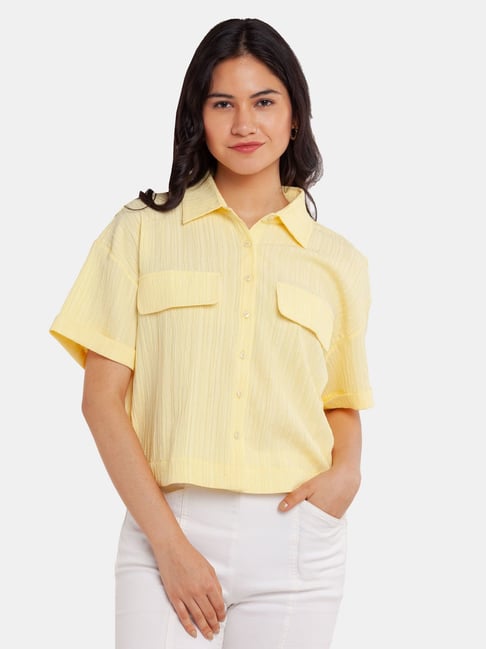 Zink London Yellow Comfort Fit Shirt Price in India