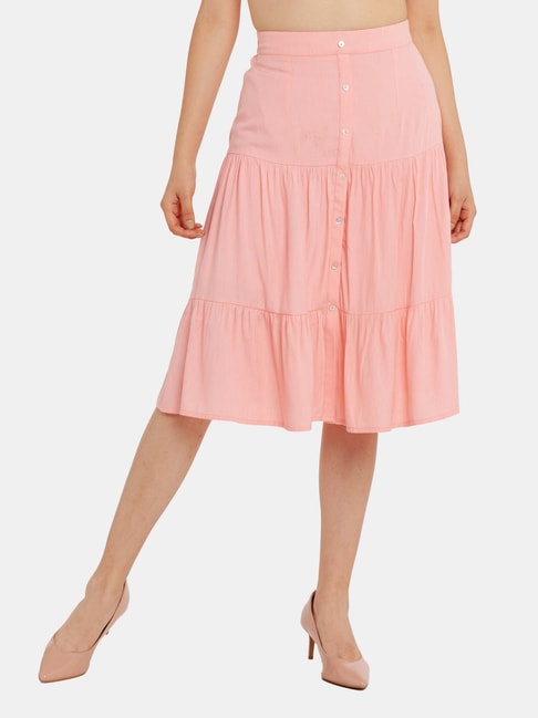 Zink London Pink Below Knee Skirt Price in India