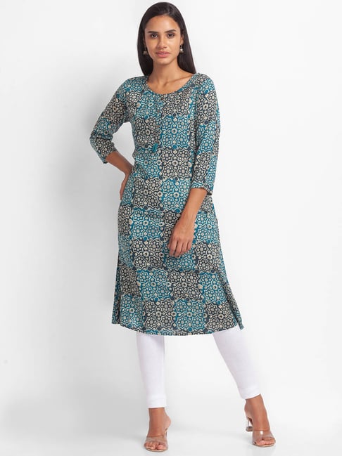 Globus Blue Printed Kurta-picture-11