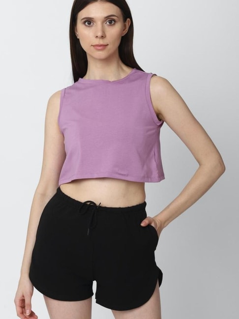 Forever 21 Purple Regular Fit Crop Top Price in India