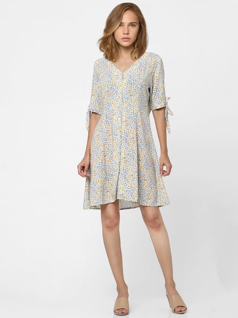 Only Beige Printed A Line Dress Price in India