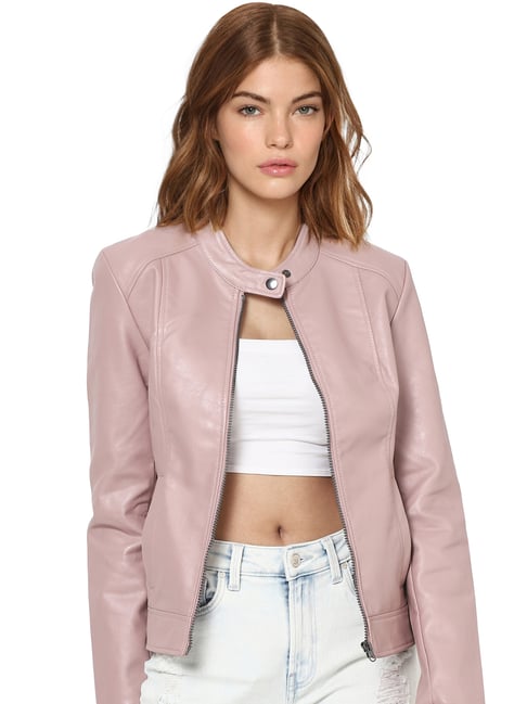 Only pink clearance leather jacket