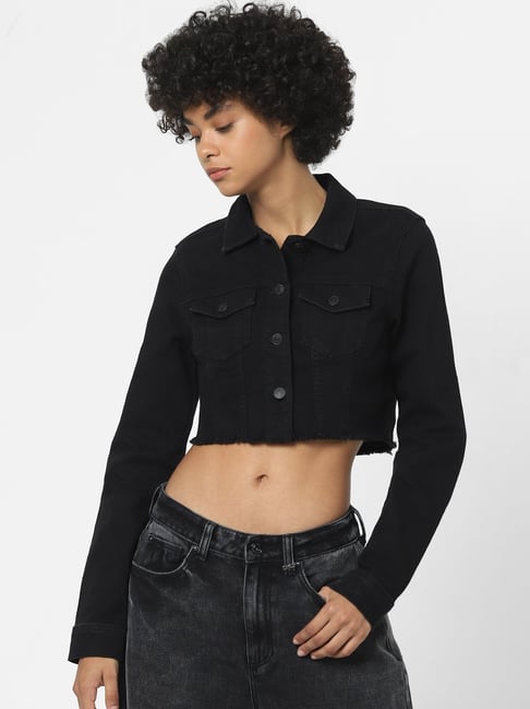 Womens Chic Fashion Cropped Jacket | Leather jackets women, Cropped leather  jacket, Crop top jacket