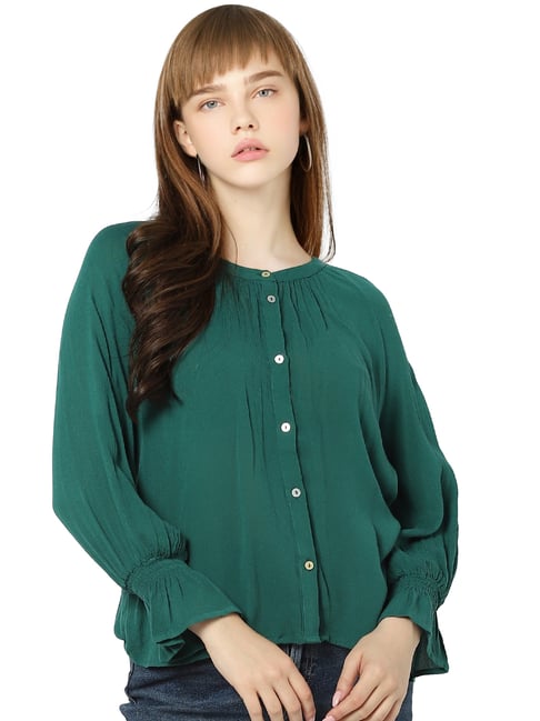 Only Green Round Neck Top Price in India