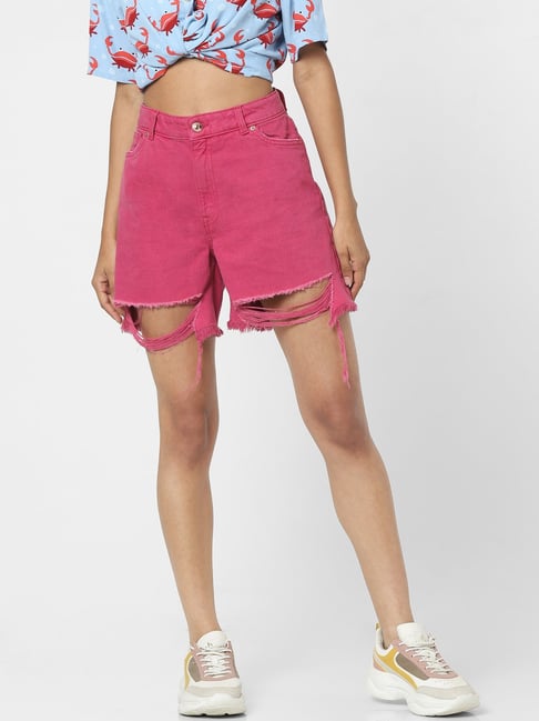 Only Pink High Rise Cotton Shorts-picture-33