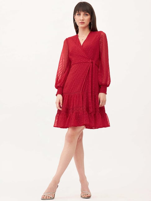 mini red wrap dress