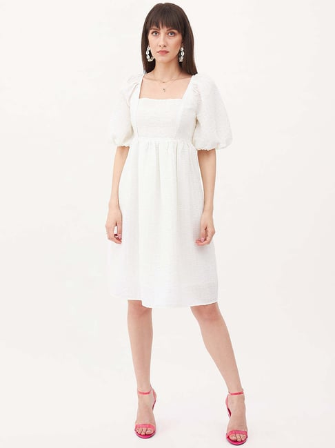 Femella Off- White Textured Mini Dress Price in India