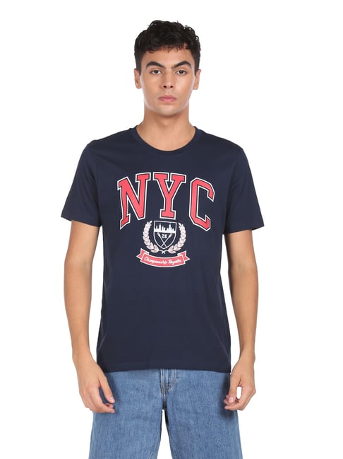 Buy Aeropostale Blue Cotton Regular Fit Printed T Shirts for Mens Online Tata CLiQ