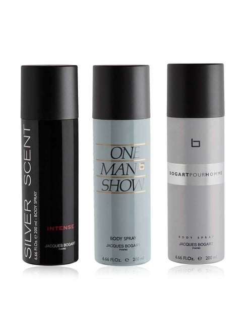 Jacques Bogart Silver Scent Intense, One Man Show & Pour Homme Deo Combo Set