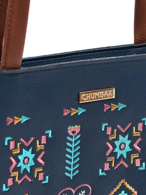 Buy Chumbak Blue Printed Medium Tote Handbag Online At Best Price