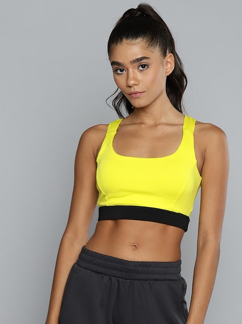 Zelocity by Zivame Yellow Printed Sports Bra With Removable Padding