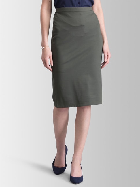 Pencil It In Olive Green Bodycon Pencil Skirt  Pencil skirt Bodycon pencil  skirt Green midi skirt