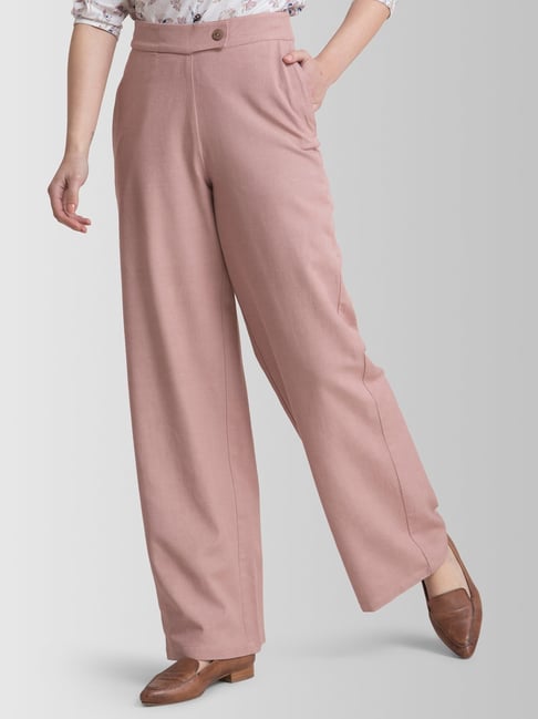 Buy Women Brown Regular Fit Solid Parallel Trousers online – Kassually