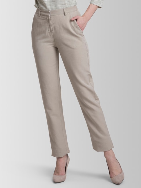 Solly Trousers  Leggings Allen Solly Beige Trousers for Women at  Allensollycom