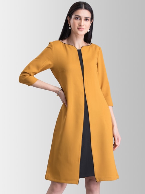 FableStreet Mustard A-Line Dress Price in India