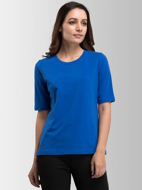 FableStreet Cotton Blue T-Shirt Price in India