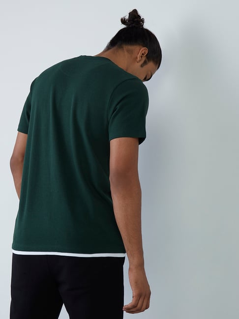 ETA by Westside Emerald Green Self-Textured Slim-Fit T-Shirt