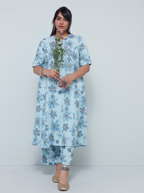 Diza Curves by Westside Blue Floral-Printed A-Line Kurta Price in India