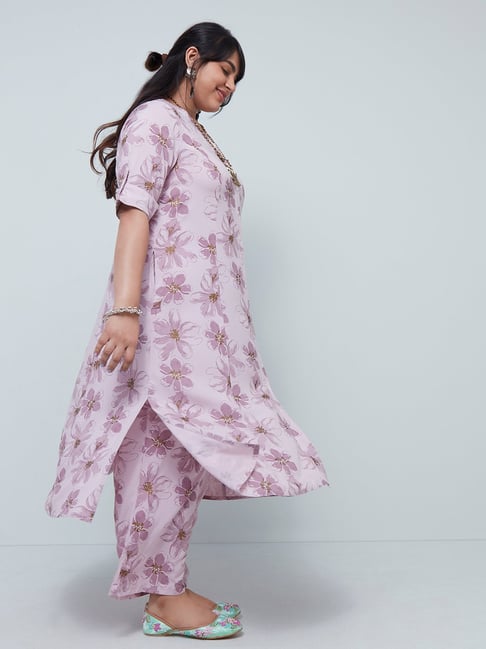 Diza Curves by Westside Lilac Floral-Printed A-Line Kurta Price in India