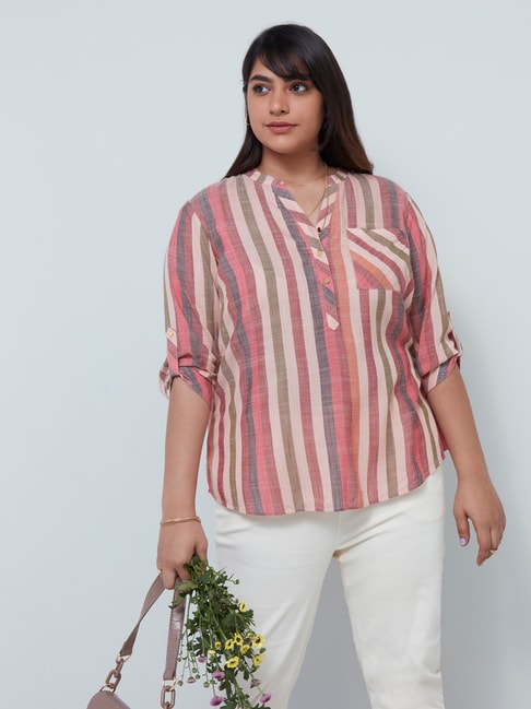 Gia Curves by Westside Multicolour Striped Casual Shirt Price in India