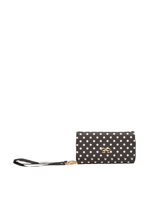 Globus Black Printed Small Wristlet Pouch for Women