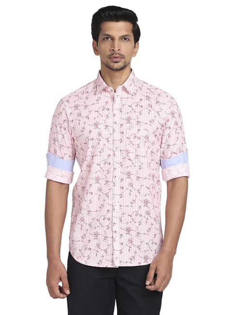 Colorplus Pink Cotton Tailored Fit Printed Shirts-picture-45