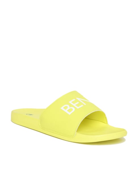 Yellow best sale slides mens