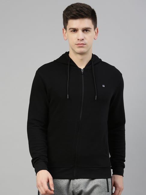 Proline Black Cotton Comfort Fit Hooded Sweatshirts