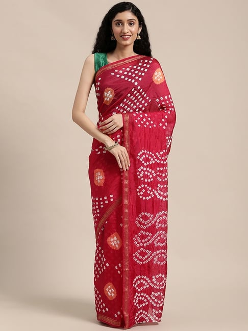 Geroo Jaipur Pink Woven Saree with unstitched Blouse Price in India